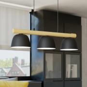 Hanglamp Sherburn, lengte 77 cm, zwart/bruin, 3-lamps.