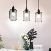 Hanglamp Wrington, lengte 74 cm, zwart, 3-lamps, staal