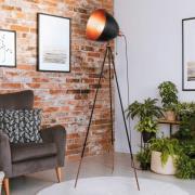 Vloerlamp Chester in zwart/koper