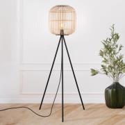 Vloerlamp Bordesley driebeen met houten kap