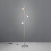 LED vloerlamp Romeo, hoogte 150 cm, nikkelkleurig metaal, 3-lamps.