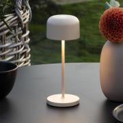 LED tafellamp Lille, hoogte 20 cm, zandkleurig, IP54, USB