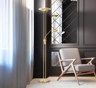 LED vloerlamp Tallri messing hoogte 180 cm 2-lamps CCT Touchdim