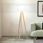 Vloerlamp SHINE-WOOD, wit/nikkel/eiken, hoogte 164 cm 3 x E27