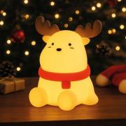 LED-batterijlamp Micha, beige Hoogte 15 cm Siliconen