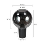 Tafellamp Bloeba, zwart/rookgrijs, Ø 30 cm, glazen bol