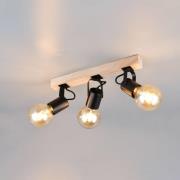 Plafondlamp Lynar, zwart, hout, metaal, lengte 42 cm, 3-lamps.