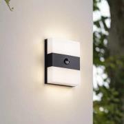 PRIOS LED buiten wandlamp Teekon, antraciet, sensor, IP44