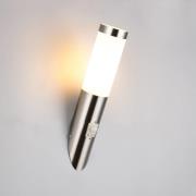 Buitenwandlamp Trioto, nikkelkleurig, 39 cm roestvrij staal, sensor