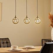 Hanglamp Glassy, 3-lamps, recht, zwart, grafiet, glas