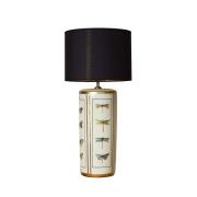 Tafellamp Lucca, zwart, hoogte 67 cm, linnen textiel, keramiek