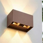 Lindby LED buiten wandlamp Nivar, roest, 4-lamps, 20 cm, IP54
