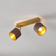 Plafondlamp Valbiano cappuccino/goud twee lampjes