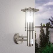 Buitenwandlamp Lisio, roestvrij staalkleurig, hoogte 30 cm, sensor