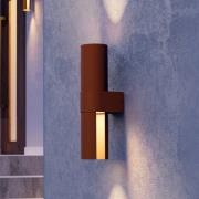 LED buiten wandlamp Montelauro, roestkleurig, hoogte 32 cm, metaal