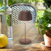 LED-batterij-tafellamp Brilo unplugged Riffle, 20 cm, umbrasand