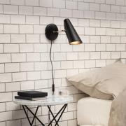 Northern wandlamp Birdy Short, zwart/messing