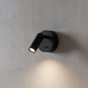 Ideal Lux LED wandspot Bean, Ø 7 cm, zwart metaal/glas