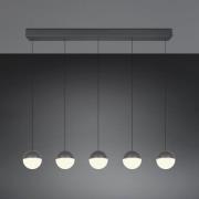 LED hanglamp Senta, antraciet, lengte 114 cm 3.000 K 5-lamps.