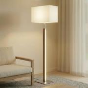 Quitani LED vloerlamp Lisene, walnoot/zilver/naturel 162 cm, dimbaar