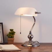 Tafellamp BANKER, nikkelkleurig, hoogte 39 cm, metaal/glas