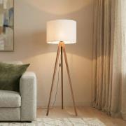 Vloerlamp Grand, crème/notenhout, hoogte 145 cm, E27