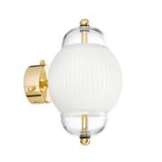 Wandlamp Shahin, wit/transparant, mondgeblazen glas, G9