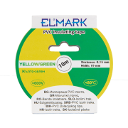 Elmark isolerende PVC tape 19mm - 10 meter lengte - geel/groen