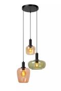 Lucide Ilona - hanglamp 3L - Ø 51 x 174 cm - zwart en multicolor