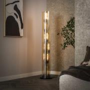 Vico Tube Amber Glass - vloerlamp - Ø 20 x 153 cm - zwart